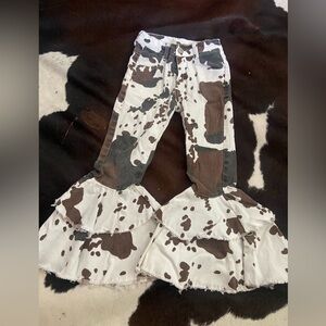 Cowprint Bell Bottom Jeans